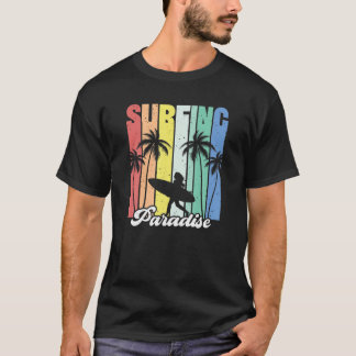 T-shirt Surf Paradise Surfer Girl Rainbow Cute Palm Tre