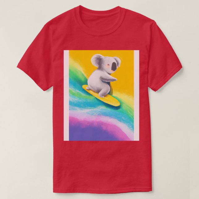 T-shirt Surf Rainbow Koala (Design devant)