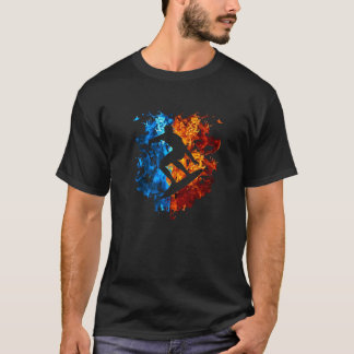 T-shirt Surf Red Blue Fire Surfer Sports Surf Surf