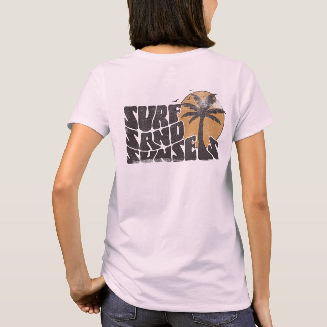 T-shirt Surf Rétro Couchers de soleil Palm Tree Beach Vibe (Dos)