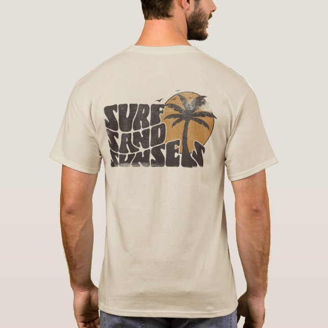 T-shirt Surf Rétro Couchers de soleil Palm Tree Beach Vibe (Dos)