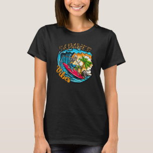 T-shirt Surf Skeleton Summer Vibes Beach Waves Sunset S