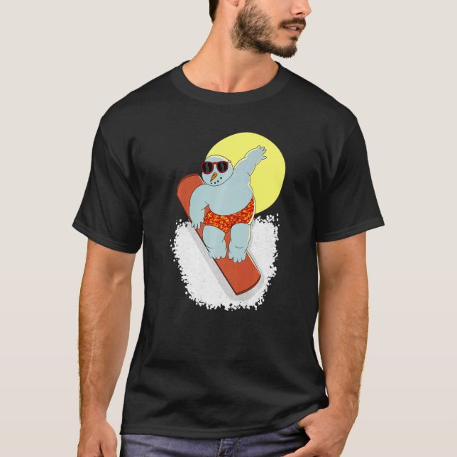 T-shirt Surf Snow Man Snowboard Snowman Cool Graphique (Devant)
