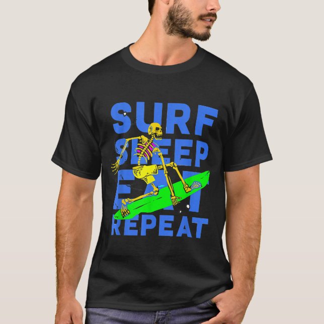 T-shirt Surf Sommeil Manger Répéter Surf Surfer Surfer Squ (Devant)