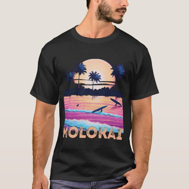 T-shirt Surf souvenir Retro Molokai Hawaii (Devant)
