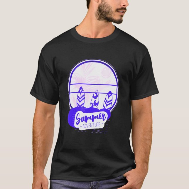 T-shirt Surf Summer Adventure Surfboards Bi Color (Devant)