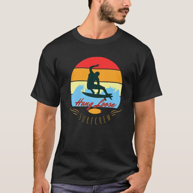 T-shirt Surf Sunset Sea Waves À Beach Surf Surfboard H (Devant)