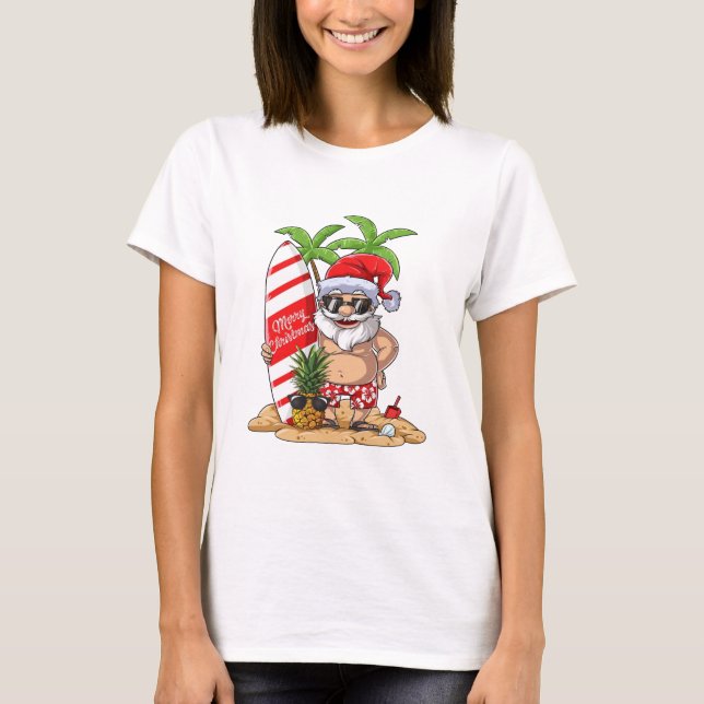T-shirt Surf surfant hawaïen Hawai d'été de Noël de Père (Devant)