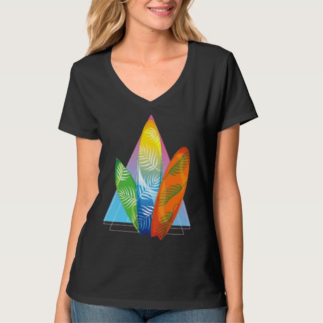 T-shirt Surf Synthwave de surf tropical Vaporwave Surfer (Devant)
