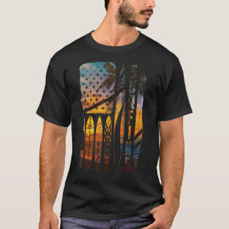 T-shirt Surf Vintage-américain Drapeau été surfer