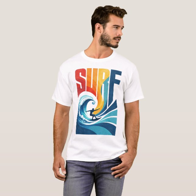 T-shirt SURF Wave Surfer – Art de style de vie surf rétro (Devant entier)