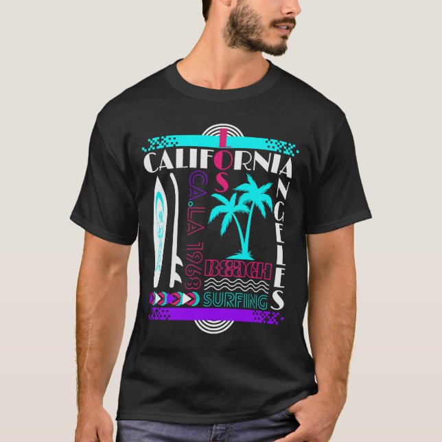 T-shirt Surfboard Beach California Retro Surfing Windsurfi (Devant)