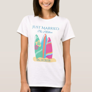 T-shirt Surfboards in the Sand Beach Just Married