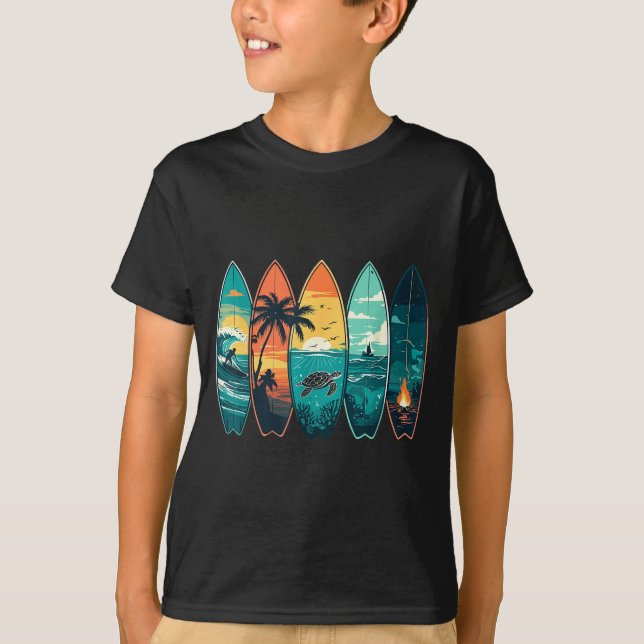 T-shirt Surfboards Sunset Ocean Beach Vibe Surfer  (Devant)
