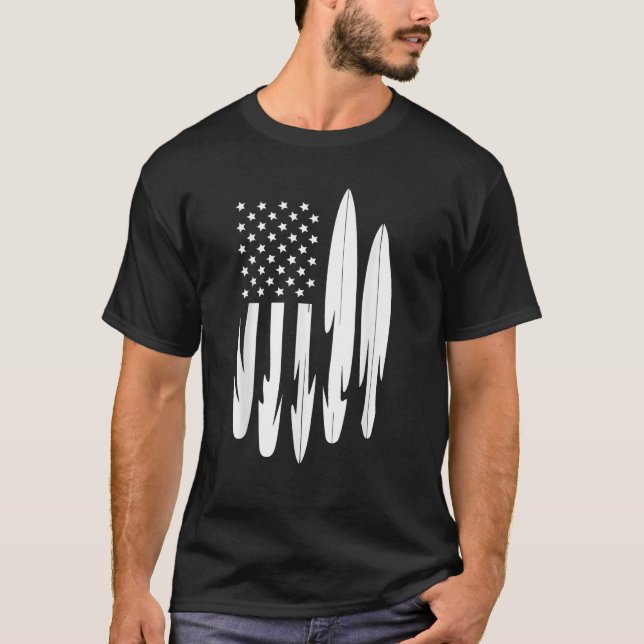 T-shirt Surfer American Flag Surboard 4 juillet (Devant)