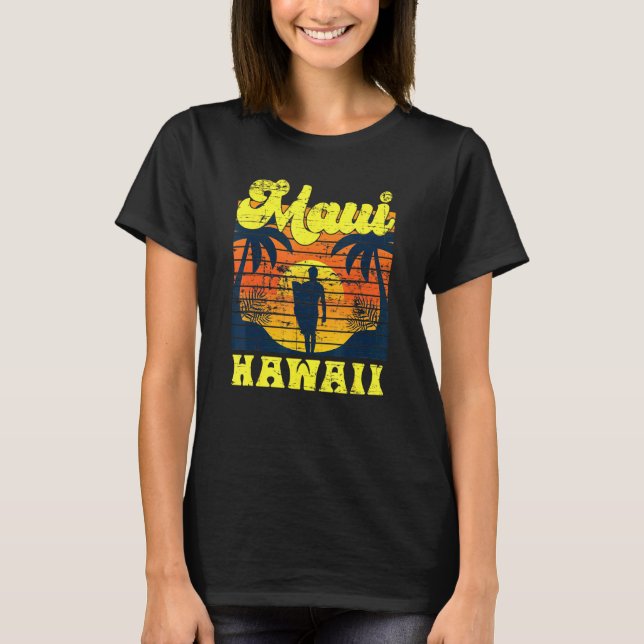 T-shirt Surfer Coucher Tropical Hawaiian Summer Aloha Maui (Devant)