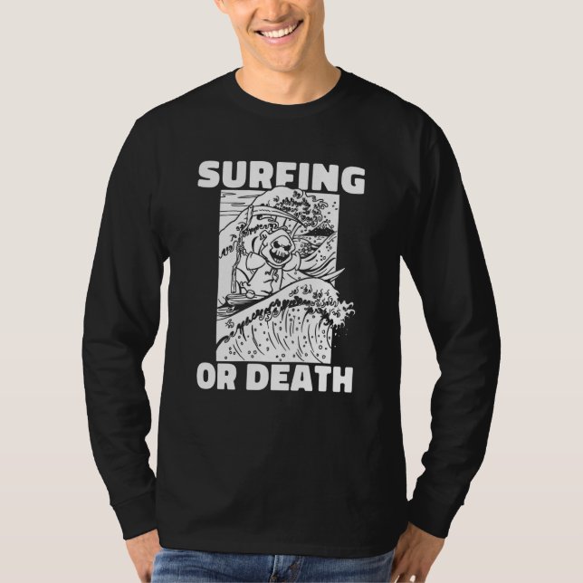 T-shirt Surfer Death Waves  Surfboard Surfrider Surfing 4t (Devant)