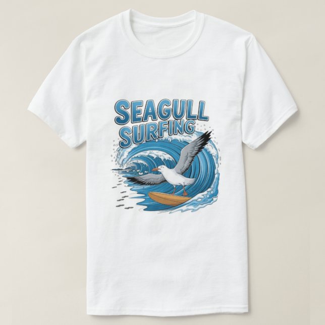 T-shirt Surfer d'hiver Mouette, Surf de mouette, Seagull T (Design devant)