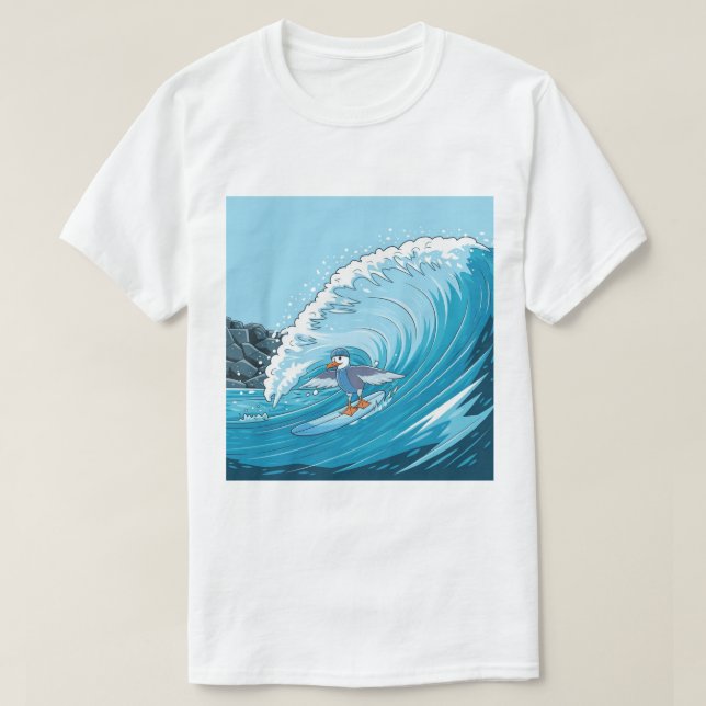 T-shirt Surfer d'hiver Mouette, Surf de mouette, Seagull T (Design devant)