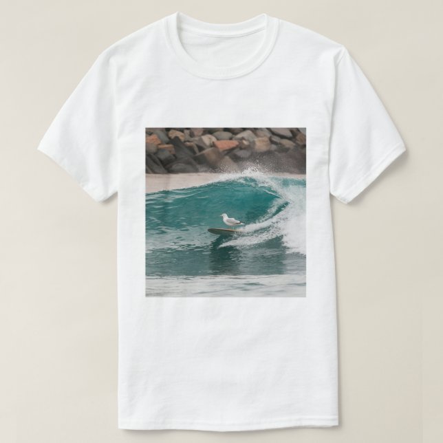 T-shirt Surfer d'hiver Mouette, Surf de mouette, Seagull T (Design devant)