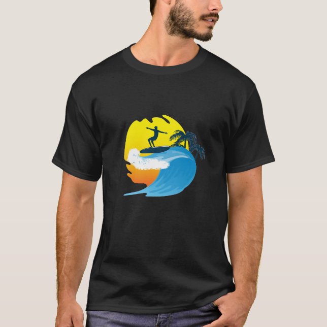 T-shirt Surfer du coucher de soleil (Devant)