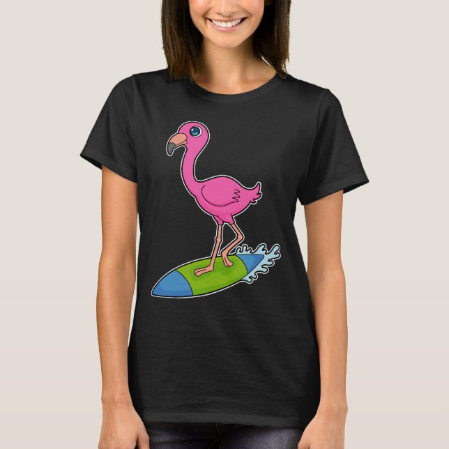 T-shirt Surfer Flamant rose (Devant)