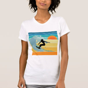 T-shirt Surfer Girl Sunset Vintage