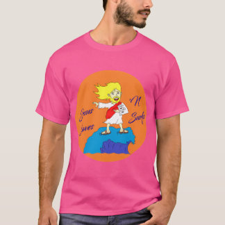 T-shirt Surfer Jesus Saves N'Surfs