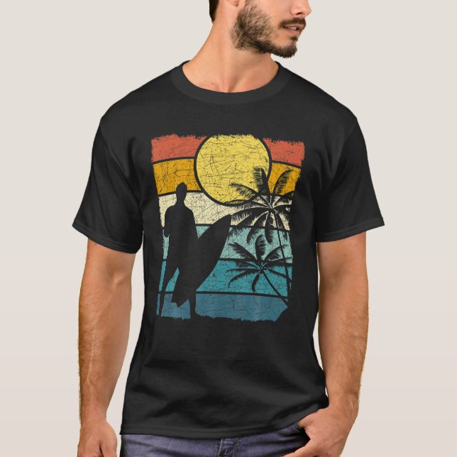 T-shirt Surfer nautique Surfer Rétro Tropical Surfin (Devant)