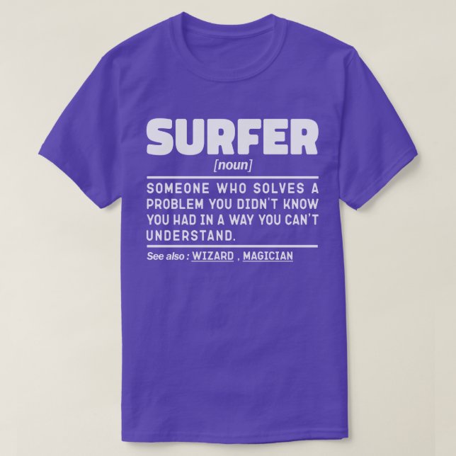 T-shirt Surfer Noun Définition Plage Surf Water Sport (Design devant)