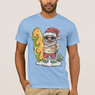 T-shirt Surfer Père Noël avec tatouage