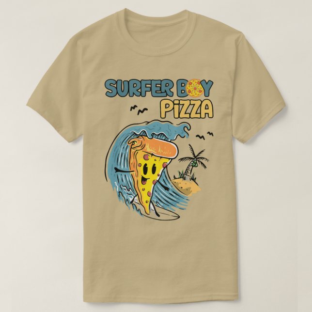 T-shirt surfer retro pizza garçon  (Design devant)