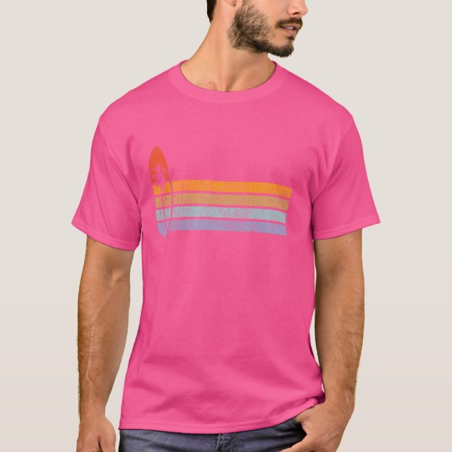T-shirt Surfer Rétro Planche de soleil Coucher Palm Tree P (Devant)