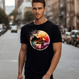 T-shirt Surfer rétro Sunset Beach Hommes