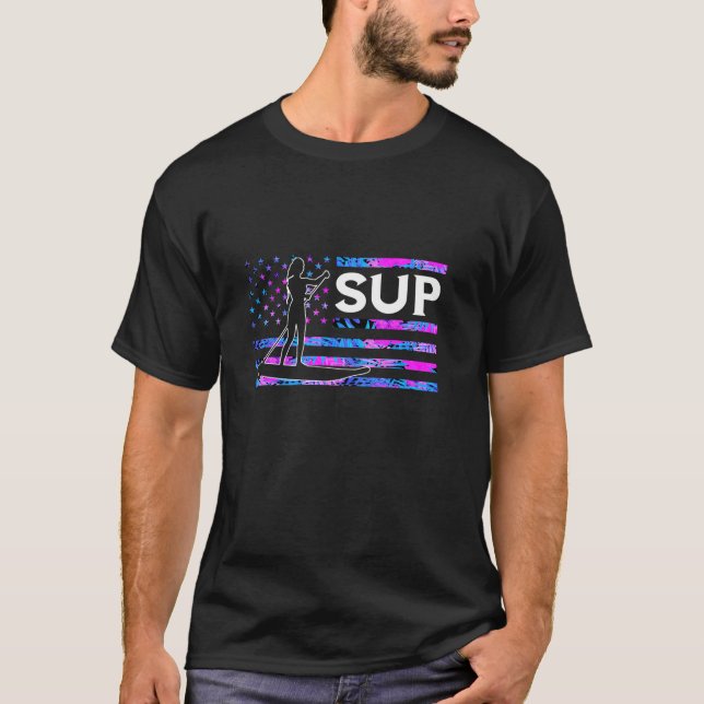T-shirt Surfer SUP Abstrait Stand Up Paddleboard USA Ameri (Devant)
