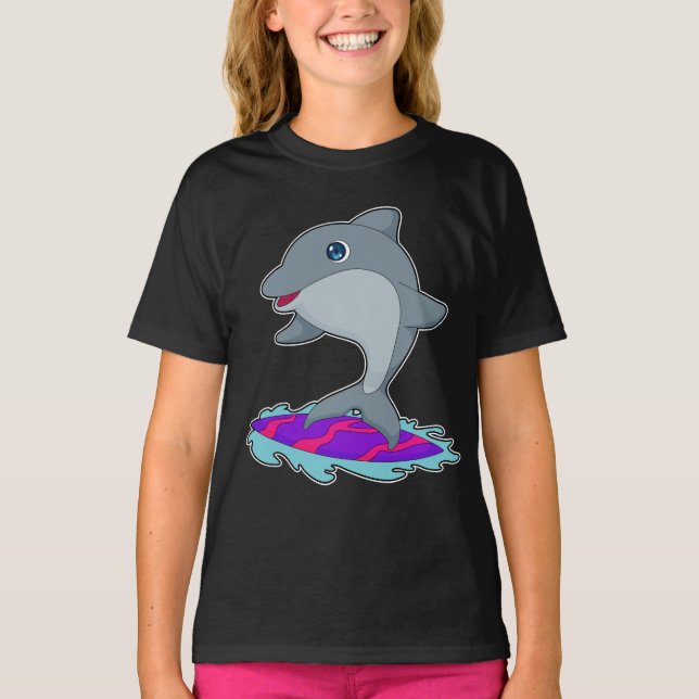 T-shirt Surfer sur dauphin (Devant)