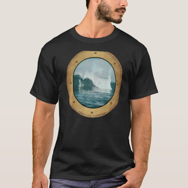 T-shirt Surfer Surf Porthole Ocean Waves Tropical (Devant)