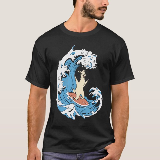 T-shirt Surfer Surfboard Waves  Surfrider Surfing Llama (Devant)