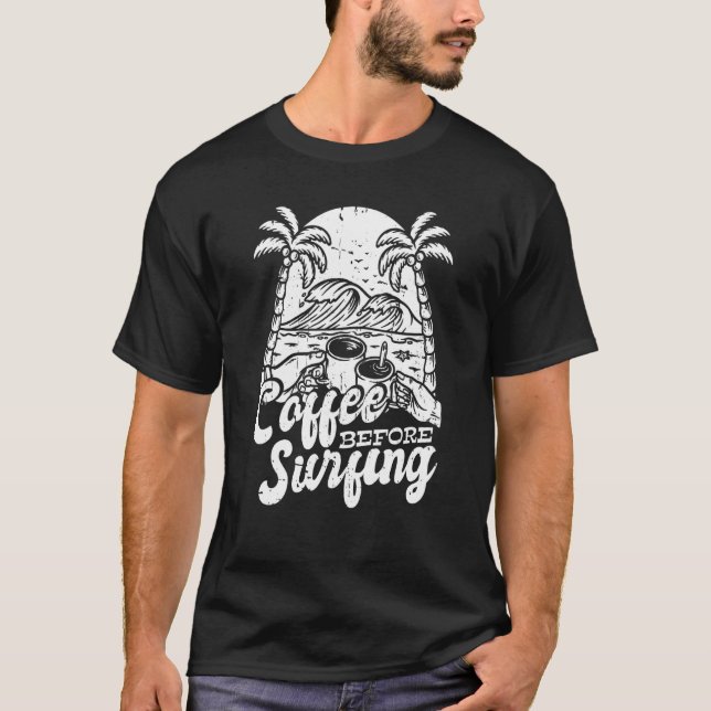 T-shirt Surfer Surfrider Waves Surfboard Surfboard Coffee (Devant)