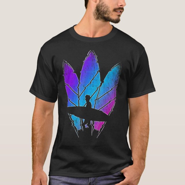 T-shirt Surfer Synthwave Surfboarder Vaporwave S (Devant)