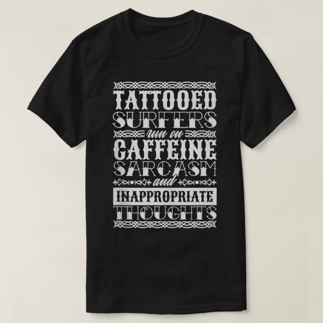 T-shirt Surfer tatoué pour surf et surf (Design devant)