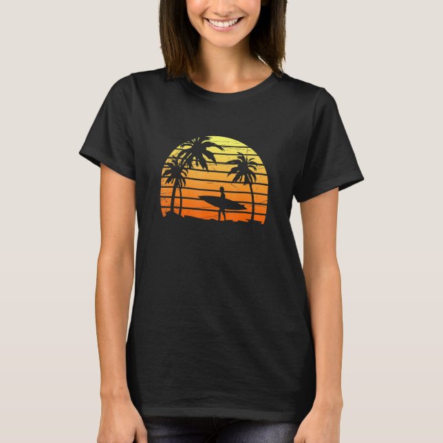T-shirt Surfer Tropical Eau Sport Surf Surf Coucher de sol (Devant)