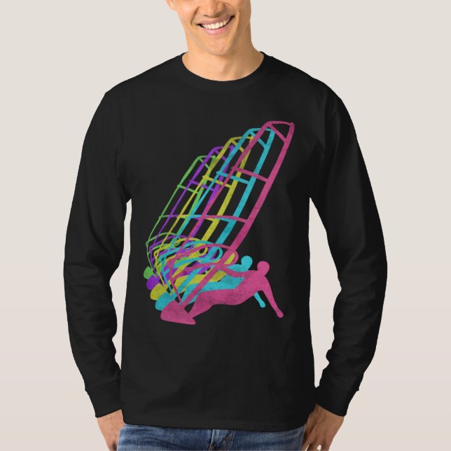 T-shirt Surfer Windsurfing 80s Colors 1980s (Devant)
