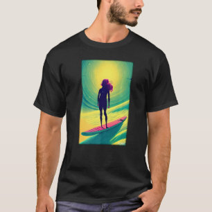 T-shirt Surfergirl Femme Surfboard Waves Sea Vacances