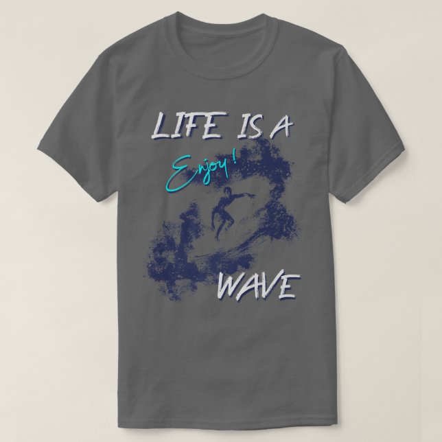 T-shirt SurferLife Is A Wave, EnjoyMidnight Blue1062 (Design devant)