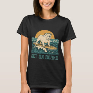 T-shirt Surfeur Chien Planche à Surf Rétro Bulldog Graphiq