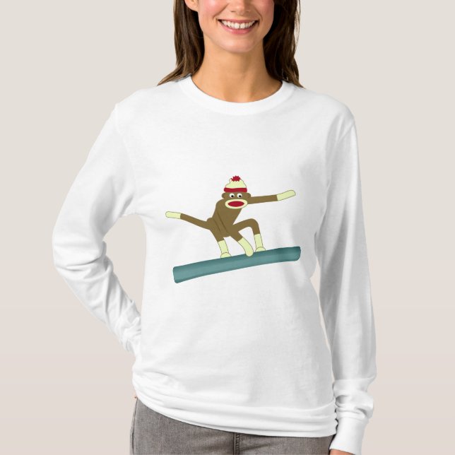 T-shirt Surfeur de singe de chaussette (Devant)