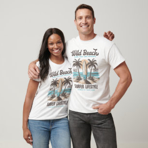 T-shirt Surfeur de style de vie sur une plage sauvage Couc
