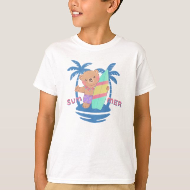 T-shirt Surfeur d'ours en été à Hawaii (Devant)