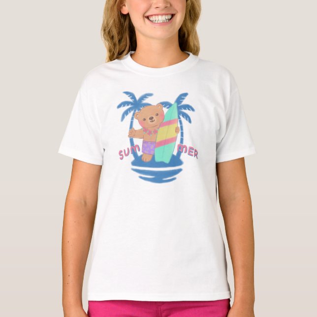 T-shirt Surfeur d'ours en été à Hawaii (Devant)